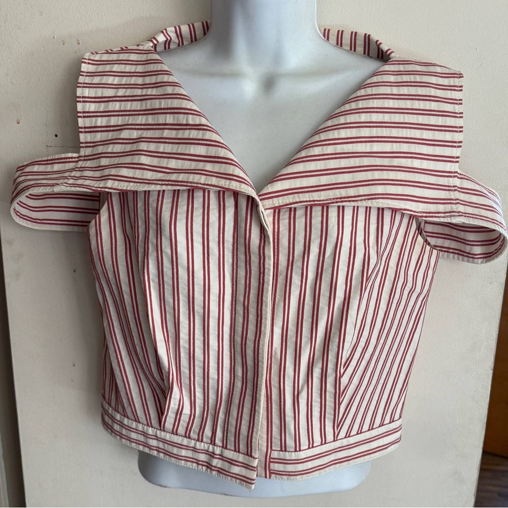 Jason Wu Striped Off-Shoulder button down Top